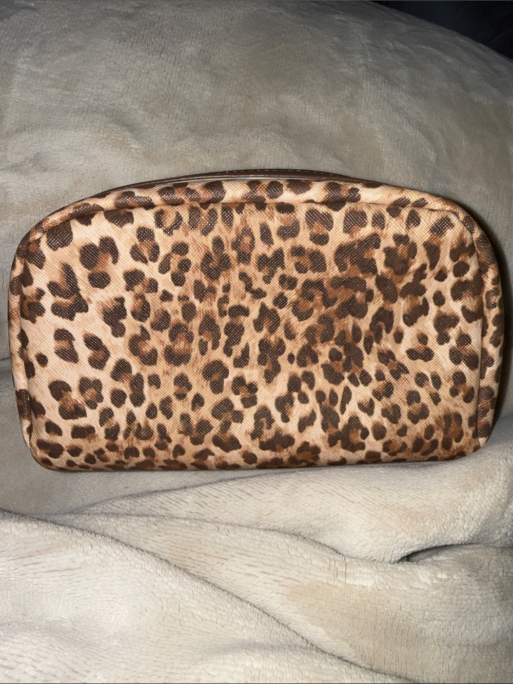 Leopard Print Cosmetic Pouch - Brown Animal Print